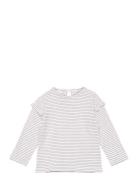 Striped Long Sleeves T-Shirt Tops T-shirts Long-sleeved T-Skjorte Whit...