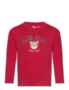 Printed Long Sleeve T-Shirt Tops T-shirts Long-sleeved T-Skjorte Red M...