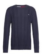 Tjm Reg Cable Sweater Tops Knitwear Round Necks Navy Tommy Jeans
