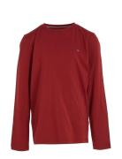 Ls Pijama With Woven Pants Tops T-shirts Long-sleeved T-Skjorte Red To...
