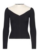 Bicolour Ribbed Sweater Tops Sweatshirts & Hoodies Sweatshirts Black M...