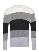 Structured Colorblock Knit Tops Knitwear Round Necks White Tom Tailor