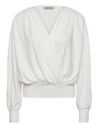 Msgasia Modal Wrap Blouse Tops Blouses Long-sleeved White Minus