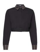 Rhinest Cropped Shirt Tops Shirts Long-sleeved Black Karl Lagerfeld