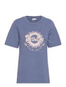 Pzvada Sun Tshirt Tops T-shirts & Tops Short-sleeved Blue Pulz Jeans