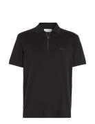 Liquid Touch Welt Zip Polo Tops Polos Short-sleeved Black Calvin Klein