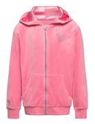 Hoodjacket Velour Tops Sweatshirts & Hoodies Hoodies Pink Lindex