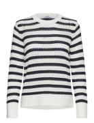 Stripe Geo Mesh Tops Knitwear Jumpers White Esprit Casual