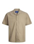 Joreaster Palma Seersucker Shirt Ss Ln Tops Shirts Short-sleeved Beige...