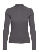 Ribbed Perkins-Neck T-Shirt Tops T-shirts & Tops Long-sleeved Grey Man...