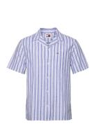 Tjm Stripe Linen Ss Shirt Ext Tops Shirts Short-sleeved Blue Tommy Jea...