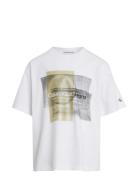 Layered Graphic Relaxed T-Shirt Tops T-Kortærmet Skjorte White Calvin ...