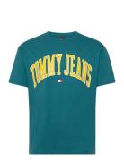 Tjm Reg Popcolor Varsity Tee Ext Tops T-Kortærmet Skjorte Blue Tommy J...