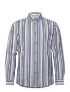 Akleif L/S Cot Stripe Tops Shirts Casual Blue Anerkjendt