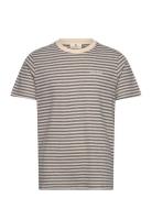 Akrod S/S Cot/Linen Stripe Tee Tops T-Kortærmet Skjorte Grey Anerkjend...