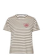 Message Striped T-Shirt Tops T-shirts & Tops Short-sleeved Black Mango