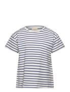 T-Shirt Ss Stripe Tops T-Kortærmet Skjorte Blue Creamie