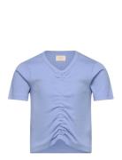 T-Shirt Ss Rib Tops T-Kortærmet Skjorte Blue Creamie