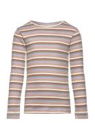 T-Shirt L/S Modal Multi Striped Tops T-shirts Long-sleeved T-Skjorte M...