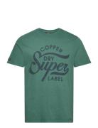 Copper Label Script Tee Tops T-Kortærmet Skjorte Green Superdry