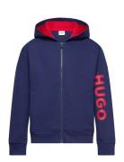 Fleece Cardigan Tops Sweatshirts & Hoodies Hoodies Blue Hugo Kids