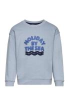 Textured Message Sweatshirt Tops Sweatshirts & Hoodies Sweatshirts Blu...