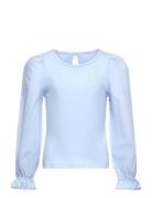 Top With Woven Sleeves Tops T-shirts Long-sleeved T-Skjorte Blue Linde...