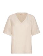Fqlava-Blouse Tops Blouses Short-sleeved Beige FREE/QUENT