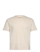 Striped T-Shirt Tops T-Kortærmet Skjorte Beige GANT