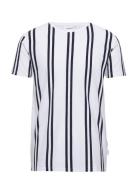 Striped Piqué Tee S/S Tops T-Kortærmet Skjorte White Lindbergh