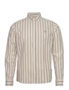 Kristian Stripe Shirt Tops Shirts Casual Beige Les Deux