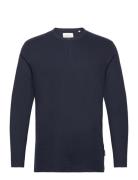 Structured L Tops T-Langærmet Skjorte Navy Tom Tailor