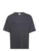 100% Cotton Relaxed-Fit T-Shirt Tops T-Kortærmet Skjorte Navy Mango