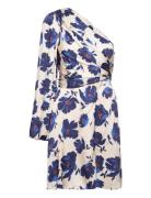 Aubrey Shoulder Satin Mini Dress Kort Kjole Blue Malina