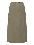 Midi Skirt Cargo Pockets Knælang Nederdel Khaki Green Mango