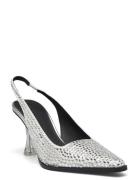 Eiffel, 1964 Mirror Metal Cap Sling Shoes Heels Pumps Sling Backs Silv...