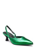 Kaila Glam Shoes Heels Pumps Sling Backs Green Pavement