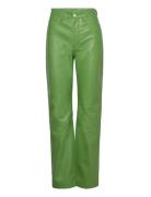 Leather Straight Pants Bottoms Trousers Leather Leggings-Bukser Green ...