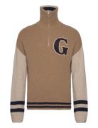 Wool Neps Letterman Hz Tops Knitwear Half Zip Jumpers Beige GANT