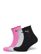 Puma Women Ruffle Quarter 3P Sport Socks Regular Socks Multi/patterned...