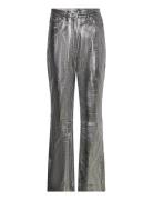 Striped Leather Pants Bottoms Trousers Leather Leggings-Bukser Silver ...