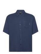 Enzi Seersucker Ss Shirt Designers Shirts Short-sleeved Navy Daily Pap...