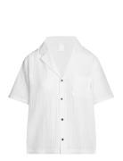 S/S Button Down Tops Shirts Short-sleeved White Calvin Klein
