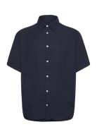 Reg Ss Light Tencel Shirt Designers Shirts Short-sleeved Navy J. Linde...