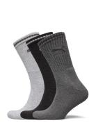 Puma Unisex Striped Crew Sock 3P Sport Socks Regular Socks Grey PUMA