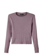 Nlffulla Ls Short Knit Tops T-shirts Long-sleeved T-Skjorte Purple LMT...