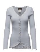 Rwbabette Ls V-Neck Regular Lace Ca Tops Knitwear Cardigans Grey Rosem...