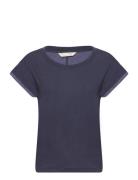Freya Top Tops T-shirts & Tops Short-sleeved Navy ODD MOLLY