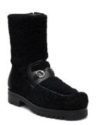 Teddy Boot W/Buckle Shoes Boots Ankle Boots Ankle Boots Flat Heel Blac...
