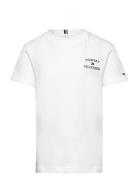 Th Logo Tee S/S Tops T-Kortærmet Skjorte White Tommy Hilfiger